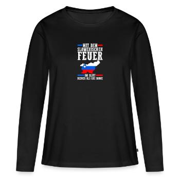 Slovènes Slovénie - T-shirt manches longues Premium bio Femme - noir - Devant - Julia (174cm)