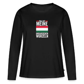Ungar Ungarisch Ungarn - Frauen Premium Bio Langarmshirt - Schwarz - Vorne - Julia (174cm)