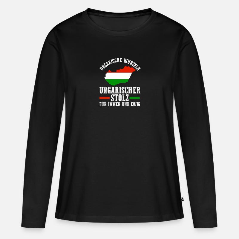 Ungar Ungarisch Ungarn - Frauen Premium Bio Langarmshirt - Schwarz