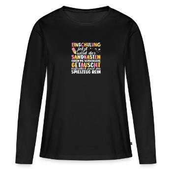 First Grade Elementary School Back to School Gift - Women's Premium Organic Long Sleeve Shirt - black - Front - Julia (174cm)
