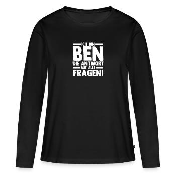 Prénom Ben - T-shirt manches longues Premium bio Femme - noir - Devant - Julia (174cm)