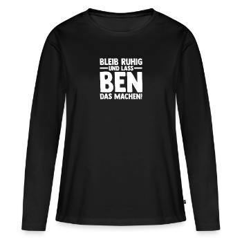 Prénom Ben - T-shirt manches longues Premium bio Femme - noir - Devant - Julia (174cm)