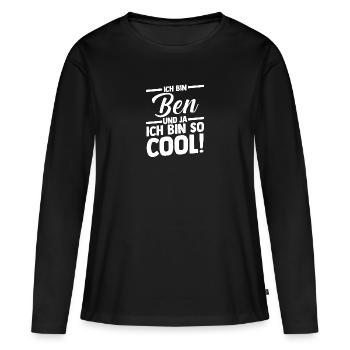 Prénom Ben - T-shirt manches longues Premium bio Femme - noir - Devant - Julia (174cm)