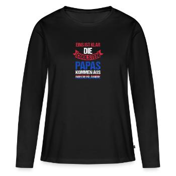 Hollande Papa Père Fête des Pères Néerlandais Néerlandais - T-shirt manches longues Premium bio Femme - noir - Devant - Julia (174cm)