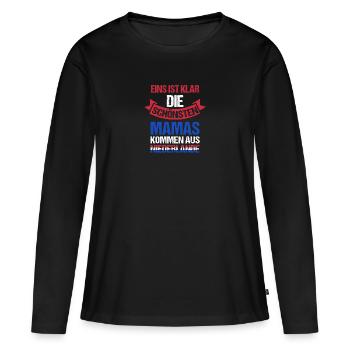 Hollande Maman Mère Fête des Mères Néerlandais Néerlandais - T-shirt manches longues Premium bio Femme - noir - Devant - Julia (174cm)