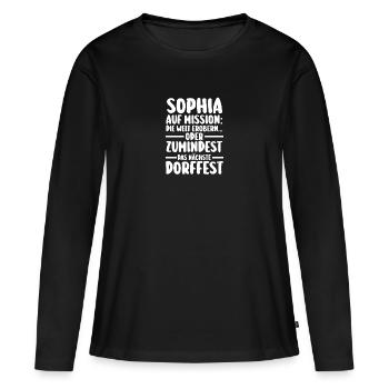 Prénom Fête du village de Sophia - T-shirt manches longues Premium bio Femme - noir - Devant - Julia (174cm)