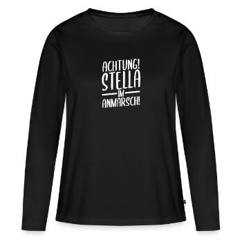 Prénom Stella - T-shirt manches longues Premium bio Femme - noir - Devant - Julia (174cm)
