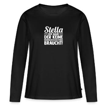 Prénom Stella - T-shirt manches longues Premium bio Femme - noir - Devant - Julia (174cm)