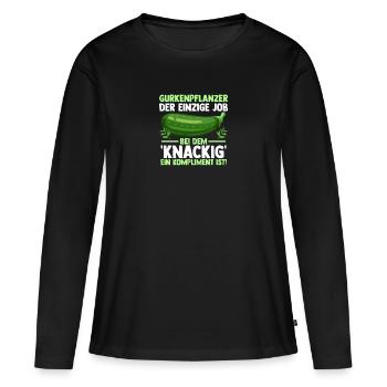 Jardinier Concombre Jardin fermier - T-shirt manches longues Premium bio Femme - noir - Devant - Julia (174cm)