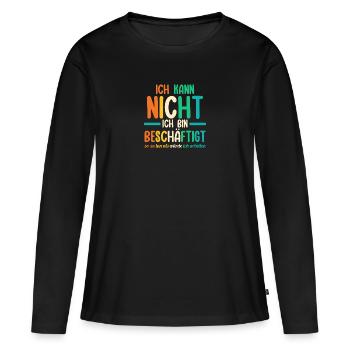 Je ne peux pas, je suis occupé drôle - T-shirt manches longues Premium bio Femme - noir - Devant - Julia (174cm)