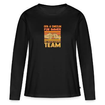 Grandpa and grandson - Women's Premium Organic Long Sleeve Shirt - black - Front - Julia (174cm)