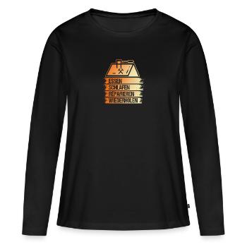 Maître Couvreur Couvreur - T-shirt manches longues Premium bio Femme - noir - Devant - Julia (174cm)
