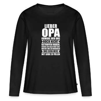 Opa Großvater Großväter Geschenk - Frauen Premium Bio Langarmshirt - Schwarz - Vorne - Julia (174cm)