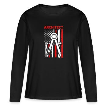 architecte - T-shirt manches longues Premium bio Femme - noir - Devant - Julia (174cm)