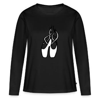 Ballettschuhe Ballerinas Mädchen Tänzerinnen Comic - Frauen Premium Bio Langarmshirt - Schwarz - Vorne - Julia (174cm)