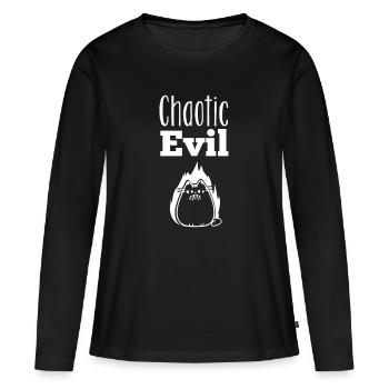 Stylo et papier alignement chat chaotique mal - T-shirt manches longues Premium bio Femme - noir - Devant - Julia (174cm)