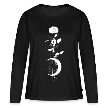 Nachtrose - Gothique occulte vintage Moon Rose - T-shirt manches longues Premium bio Femme - noir - Devant - Julia (174cm)