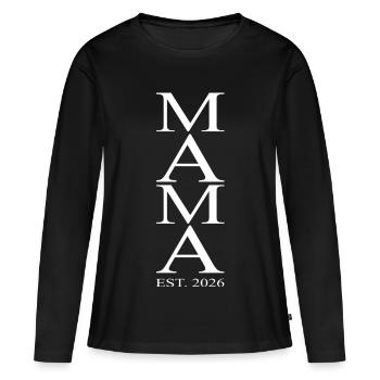 Maman 2026 Est 2026 Bébé biologique - T-shirt manches longues Premium bio Femme - noir - Devant - Julia (174cm)