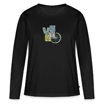 Vélo - Fahrrad - Vélo - Vélo - Amour - T-shirt manches longues Premium bio Femme - noir - Devant - Julia (174cm)