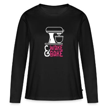 Réveillez-vous et faites cuire - T-shirt manches longues Premium bio Femme - noir - Devant - Julia (174cm)