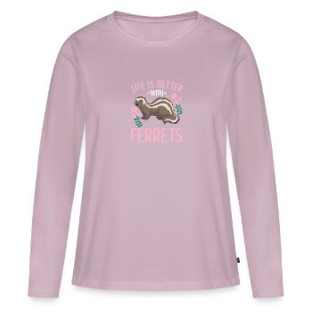 Ferret Apparel for Ferret Lovers Gift - Frauen Premium Bio Langarmshirt - Altrosa - Vorne - Julia (174cm)