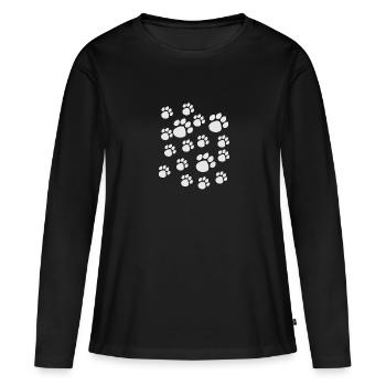 Hundepfoten hell - Frauen Premium Bio Langarmshirt - Schwarz - Vorne - Julia (174cm)
