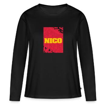 Style et artwork Nico - T-shirt manches longues Premium bio Femme - noir - Devant - Julia (174cm)