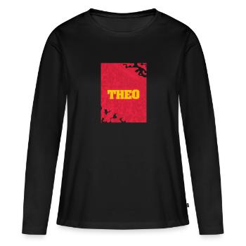 Theo - Women's Premium Organic Long Sleeve Shirt - black - Front - Julia (174cm)