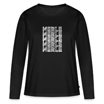 Frère Merle - T-shirt manches longues Premium bio Femme - noir - Devant - Julia (174cm)