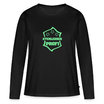 Cadeau pour instructeur de respiration - T-shirt manches longues Premium bio Femme - noir - Devant - Julia (174cm)