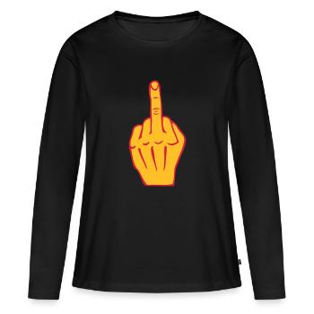 fuck doigt d’honneur - T-shirt manches longues Premium bio Femme - noir - Devant - Julia (174cm)