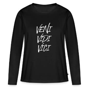 veni vedi vici latein Erfolg erfolgreich Caesar - Frauen Premium Bio Langarmshirt - Schwarz - Vorne - Julia (174cm)
