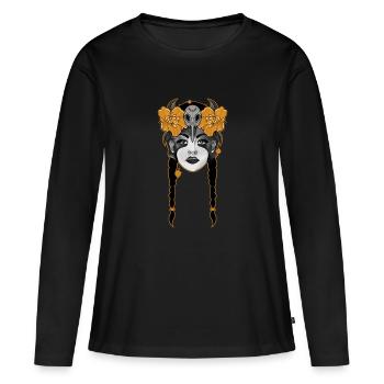Combattant - T-shirt manches longues Premium bio Femme - noir - Devant - Julia (174cm)