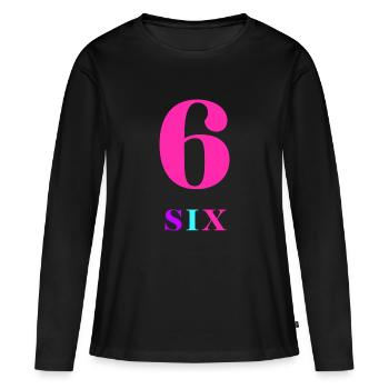 Six-6e anniversaire - T-shirt manches longues Premium bio Femme - noir - Devant - Julia (174cm)