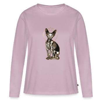 chat sphinx squelette tatouage - T-shirt manches longues Premium bio Femme - rose poudré - Devant - Julia (174cm)