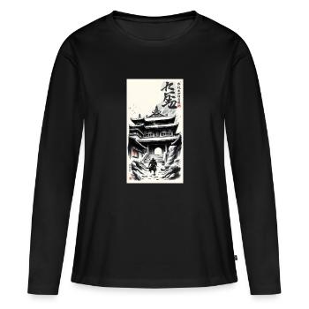 Temple - Frauen Premium Bio Langarmshirt - Schwarz - Vorne - Julia (174cm)