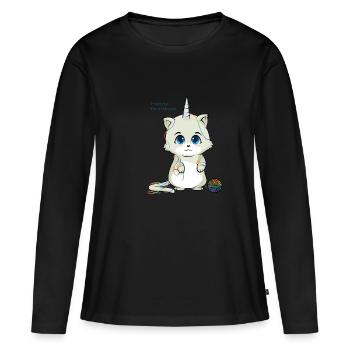 Licorne licorne douce Faites-moi confiance chat licorne I'ma - T-shirt manches longues Premium bio Femme - noir - Devant - Julia (174cm)
