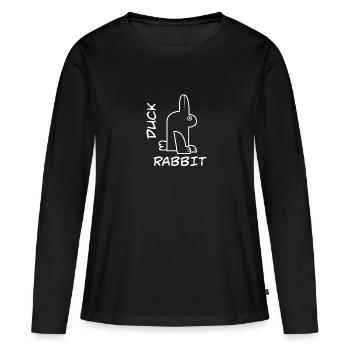 Lapin Canard Mème Science Math Geek Philosophie - T-shirt manches longues Premium bio Femme - noir - Devant - Julia (174cm)