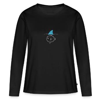 aileron de requin poisson - T-shirt manches longues Premium bio Femme - noir - Devant - Julia (174cm)