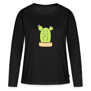 Cactus Kawaii Plante Kawaii Enfants - T-shirt manches longues Premium bio Femme - noir - Devant - Julia (174cm)