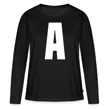 Letter A - Monogram Initial - Monogrammed Name - Women's Premium Organic Long Sleeve Shirt - black - Front - Julia (174cm)