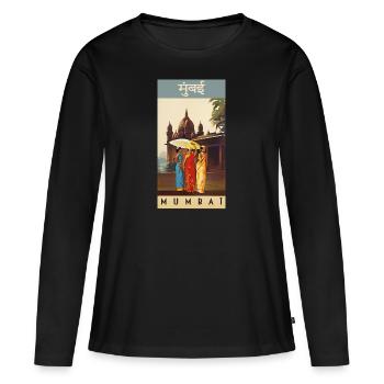 Affiche vintage classique de Mumbai - T-shirt manches longues Premium bio Femme - noir - Devant - Julia (174cm)