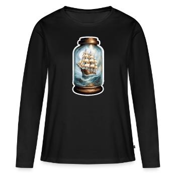 Ship in a Bottle / Message in a Bottle / Ahoy / Anchor - Women's Premium Organic Long Sleeve Shirt - black - Front - Julia (174cm)