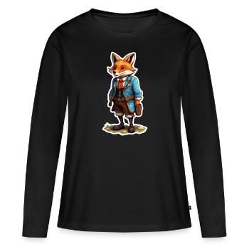 Lederhosen / Animal / Traditional costume / Tradition / Fox - Women's Premium Organic Long Sleeve Shirt - black - Front - Julia (174cm)