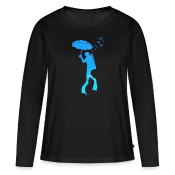 Scuba Diver Umbrella Underwater Exploration - Frauen Premium Bio Langarmshirt - Schwarz - Vorne - Julia (174cm)