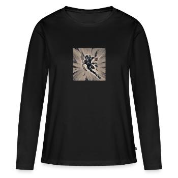 Ballon de course de quart-arrière de football américain - T-shirt manches longues Premium bio Femme - noir - Devant - Julia (174cm)