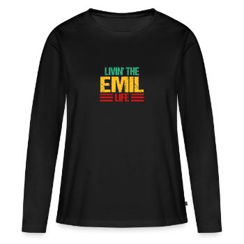Emil - T-shirt manches longues Premium bio Femme - noir - Devant - Julia (174cm)