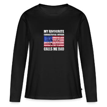 Gardien de prison Prison Police Cadeau - T-shirt manches longues Premium bio Femme - noir - Devant - Julia (174cm)