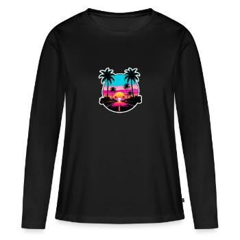 Sunset beach road driving. - Women's Premium Organic Long Sleeve Shirt - black - Front - Julia (174cm)