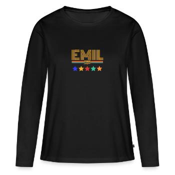 Emil - T-shirt manches longues Premium bio Femme - noir - Devant - Julia (174cm)